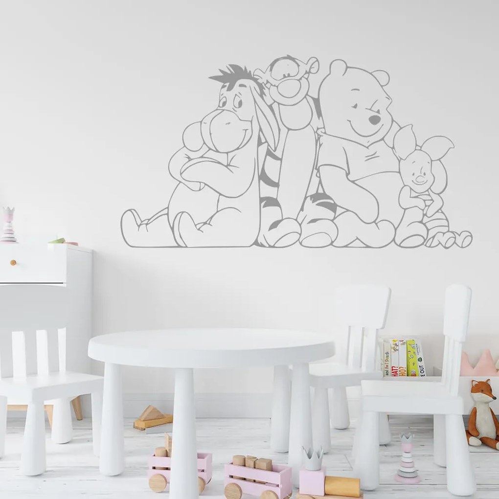 Veselá Stena Samolepka Macko Pú a kamaráti Farba: hnědá, Veľkosť: 40 x 22 cm