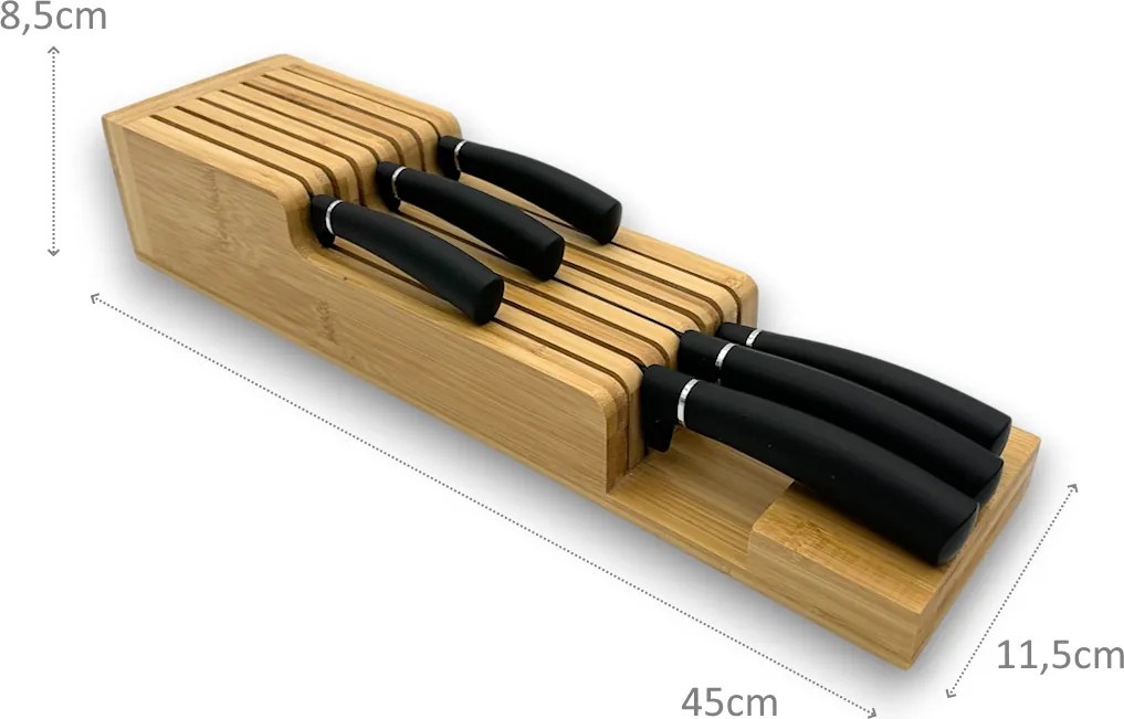 usporadejto.cz Stojan na nože, organizér do zásuvky - na 14 nožov, bambusový MAESTRO 45 x 11,5 x 8,5 cm