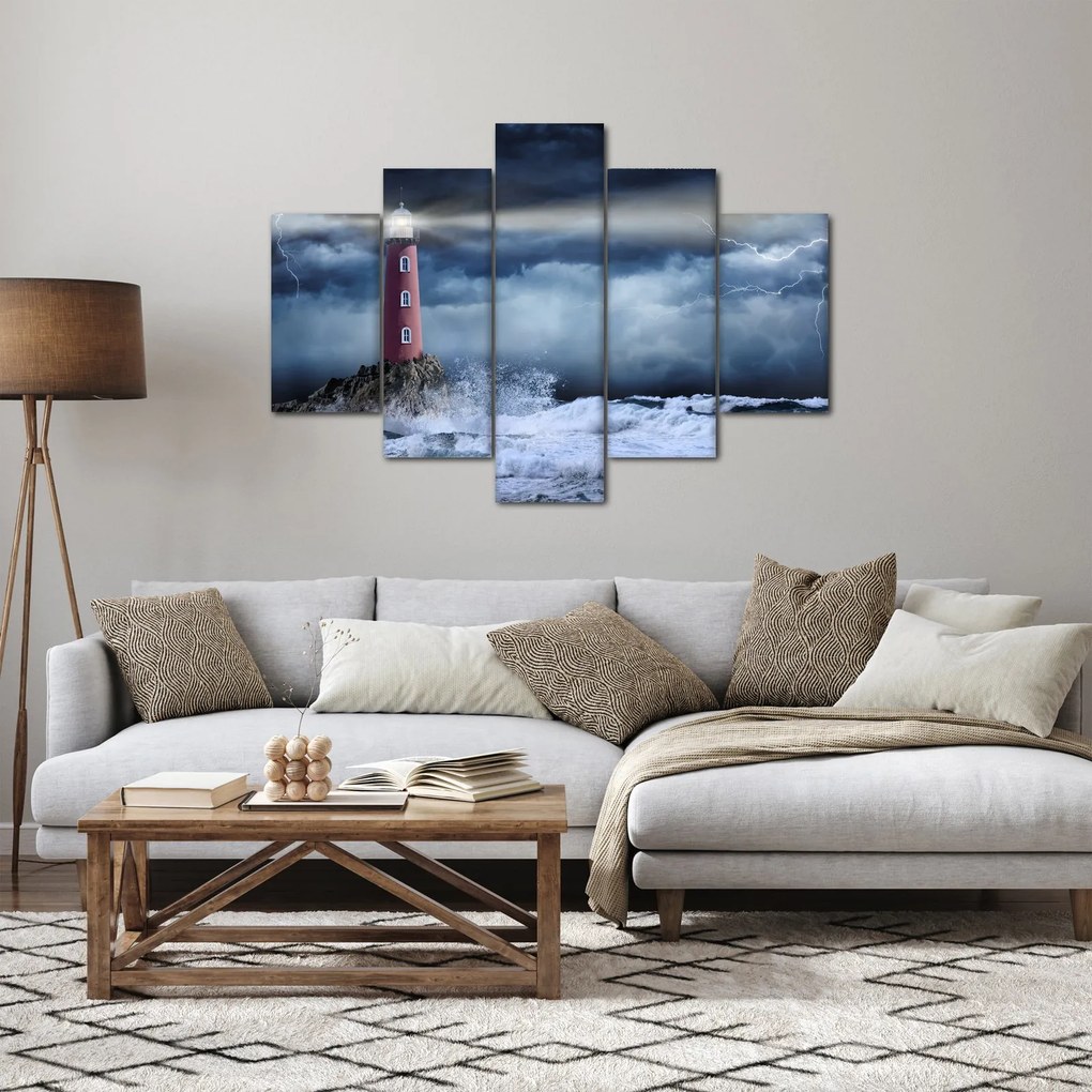 Obraz - Maják na útese (150x105 cm)