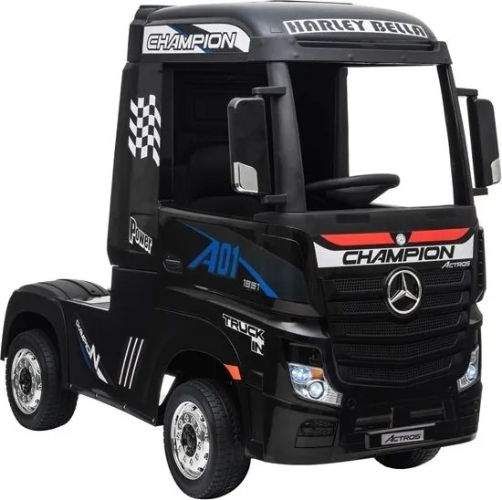 LEAN CARS Elektrické autíčko Mercedes Actros čierne lakované MP4