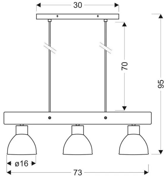 Luster na lanku VARIO 3xE27/60W/230V breza