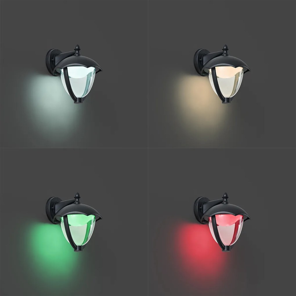 Inteligentné vonkajšie nástenné svietidlo čierne s čírym sklom vrátane LED IP54 - Classica