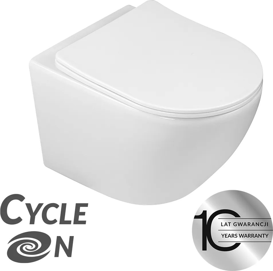 Laveo Závesná WC misa so SoftClose sedadlom Desna CycleOn - VMD_609S, biela