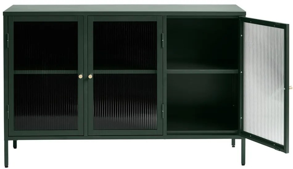 Zelená kovová vitrína Unique Furniture Bronco, výška 85 cm