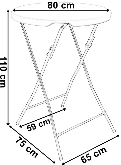 Skladací stolík GALA 80 cm biely