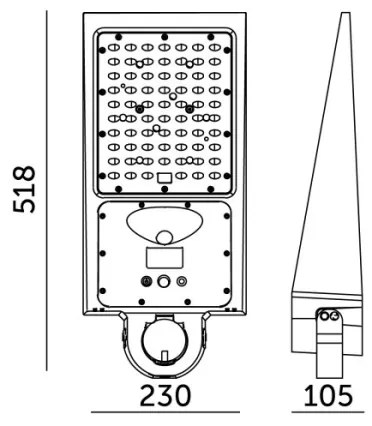 LED solárna pouličná lampa so senzorom STREET LED/30W/9,6V 3000/4000K 6000 mAh IP65