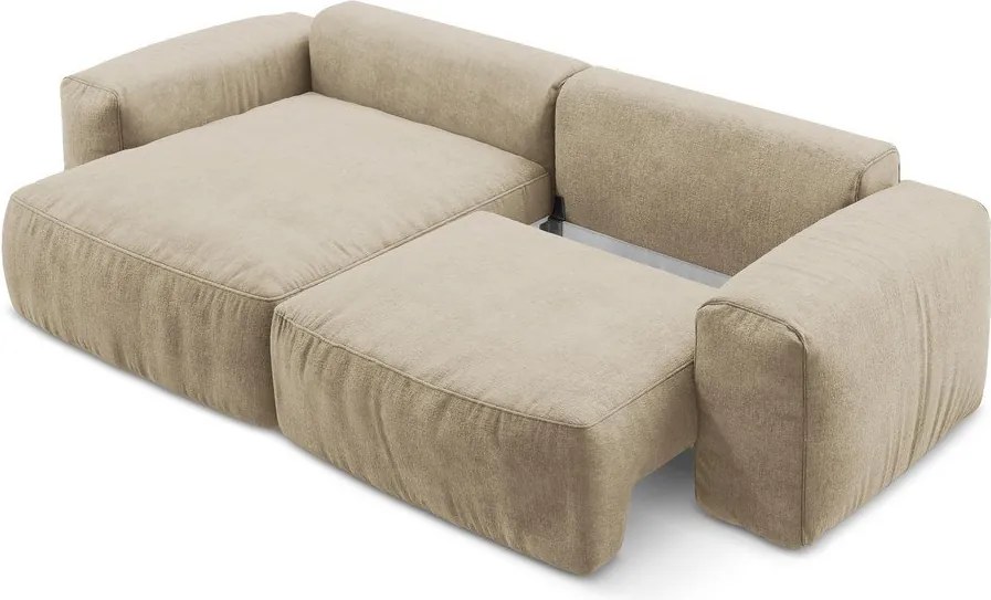 Svetlohnedá ženilková rozkladacia rohová pohovka (ľavý roh/s leňoškou) Kuki – Makamii