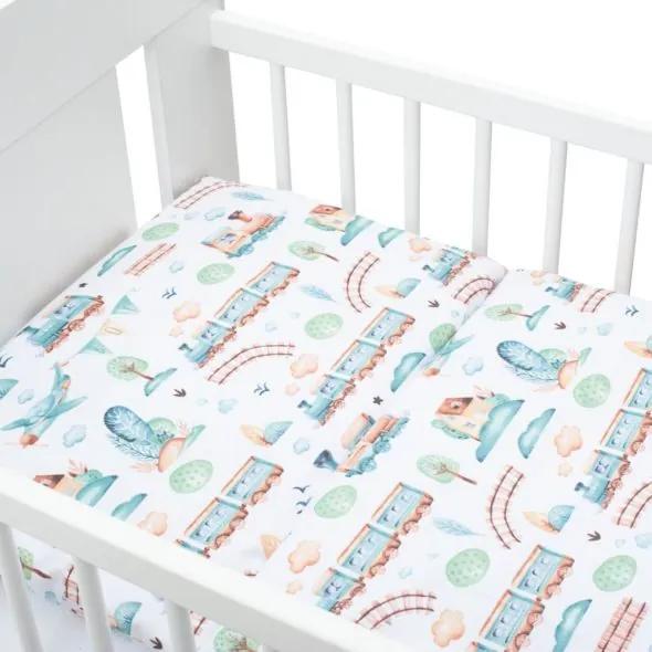 NEW BABY 2-dielné posteľné obliečky New Baby 100/135 cm vláčik