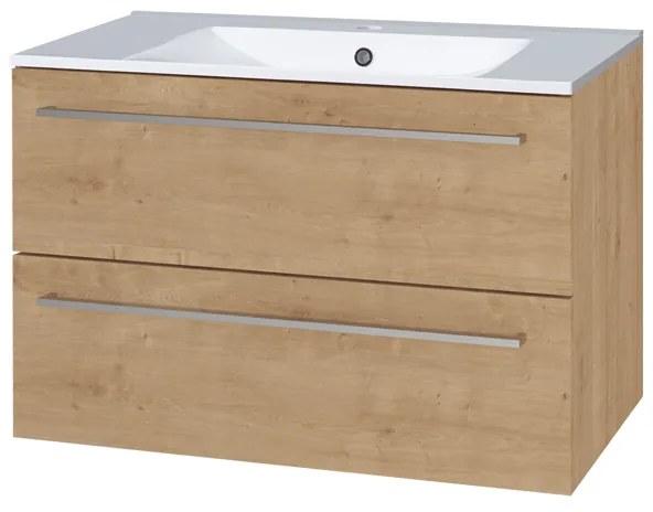 Mereo Mereo, Bino, kúpeľňová skrinka s keramickým umývadlom 81 cm, biela, dub, MER-CN621