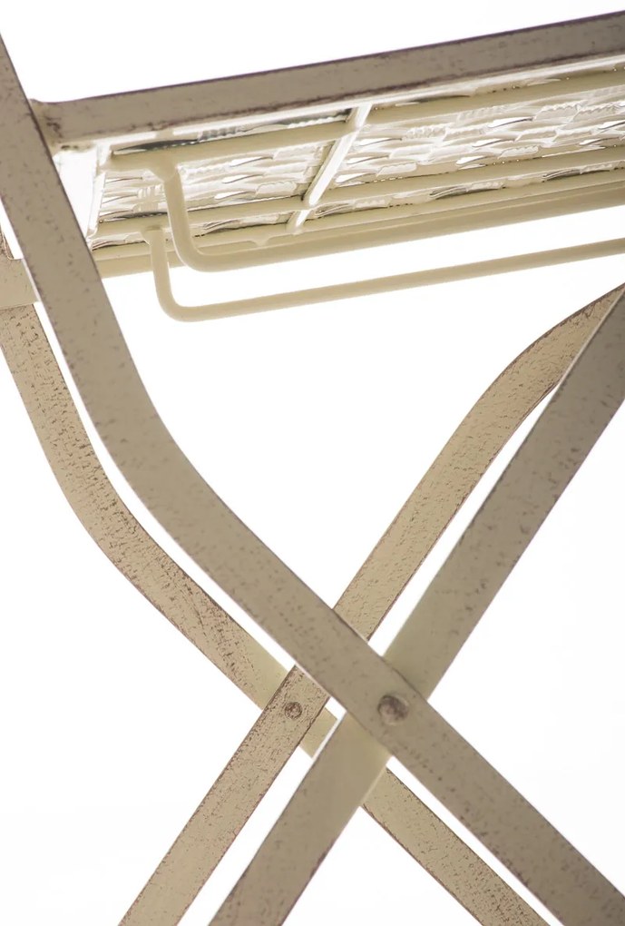 Kovová skladacia stolička Asina - Krémová antik