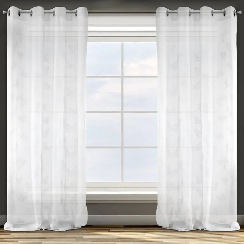 EUROFIRANY Jemný vzdušný záves zdobený potlačou 140 cm x 250 cm biela 100 % polyester