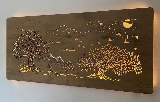 Podsvietený obraz na stenu Štyri stromy