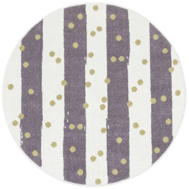 Koberec LIMA M044A krémový / fialový / zlatý kruh