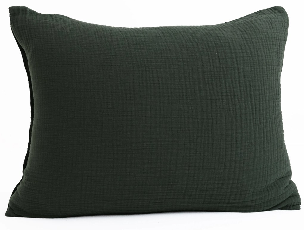 Mušelínová obliečka na vankúš 50 × 70 cm - Alexia tmavo zelená