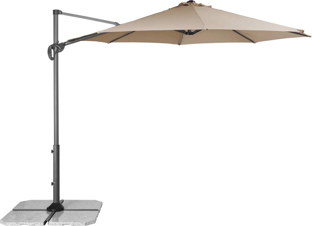 Derby RAVENNA Inteligentný 3 m – záhradný výkyvný slnečník s bočnou tyčou - 2. akosť (S307)