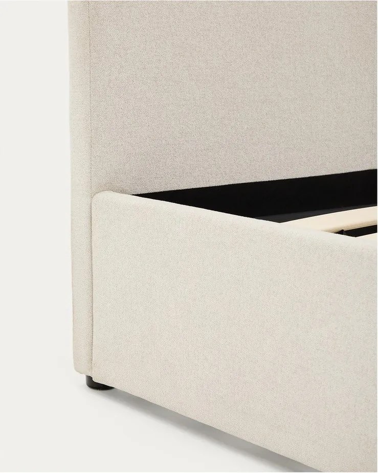 Béžová čalúnená dvojlôžková posteľ s úložným priestorom s roštom 180x200 cm Nahiri – Kave Home