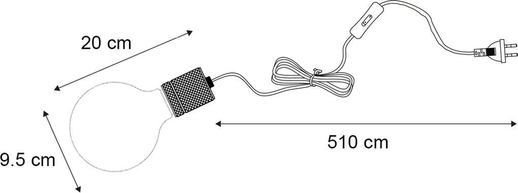 Vianočné závesné svietidlo čierne so zástrčkou vrátane LED žltého skla hviezda - Cavalux