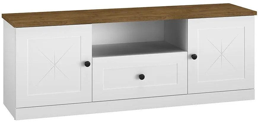 TV stolík Lille 09 2D1S biela mat/dub lefkas