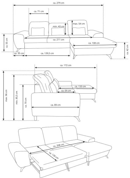 Rozkladacia rohová čalúnená sedacia súprava do tvaru L ALTA ľavá zelená