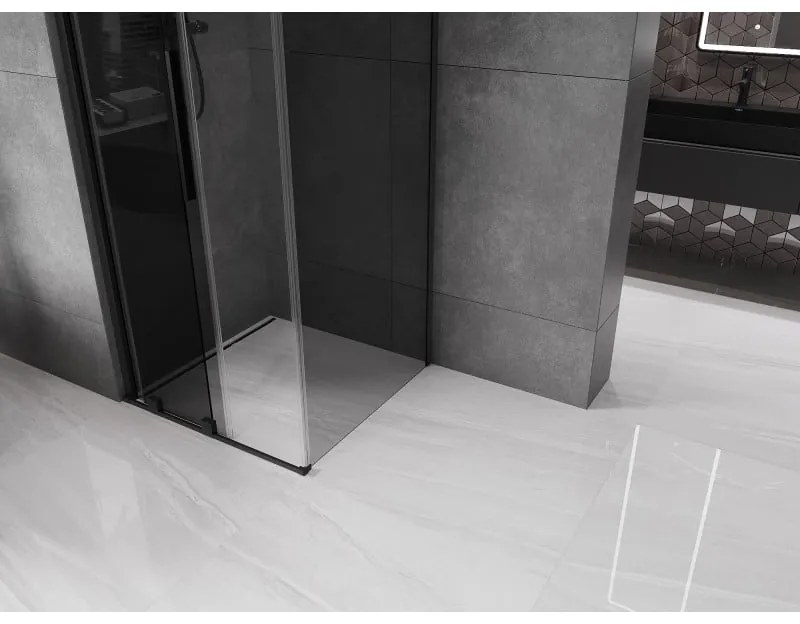 Mexen Velar, sprchový kút s posuvnými dverami 90 x 90 cm, 8mm šedé sklo, čierna matná, 871-090-090-41-70