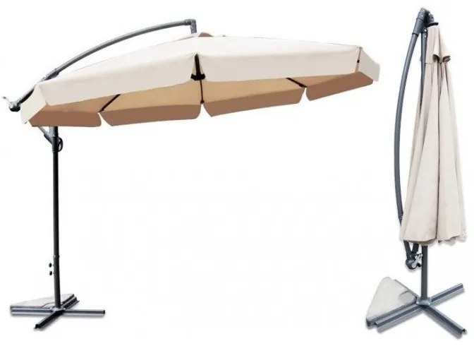 ShopJK ZÁHRADNÝ SLNEČNÍK 350 CM BÉŽOVÝ