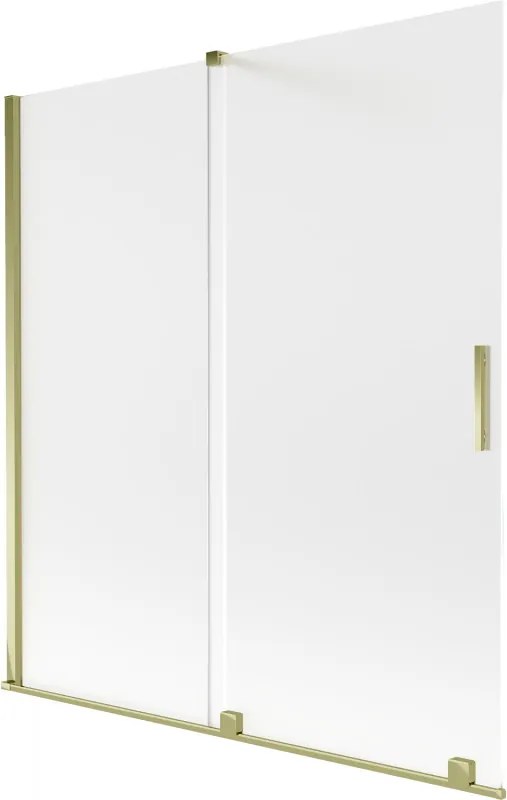 Mexen Velar, 2-krídlová posuvná vaňová zástena 150 x 150 cm, 8mm sklo námraza, zlatá lesklá, 896-150-000-31-50