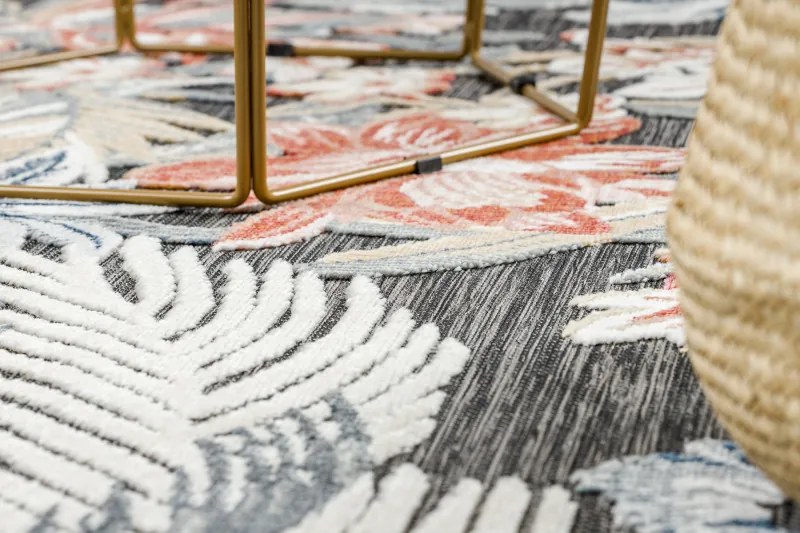 Dywany Łuszczów, Kusový koberec Botanic 65262 flowers black – na von aj na doma, 137x190, viacfarebná, chodba / predsieň