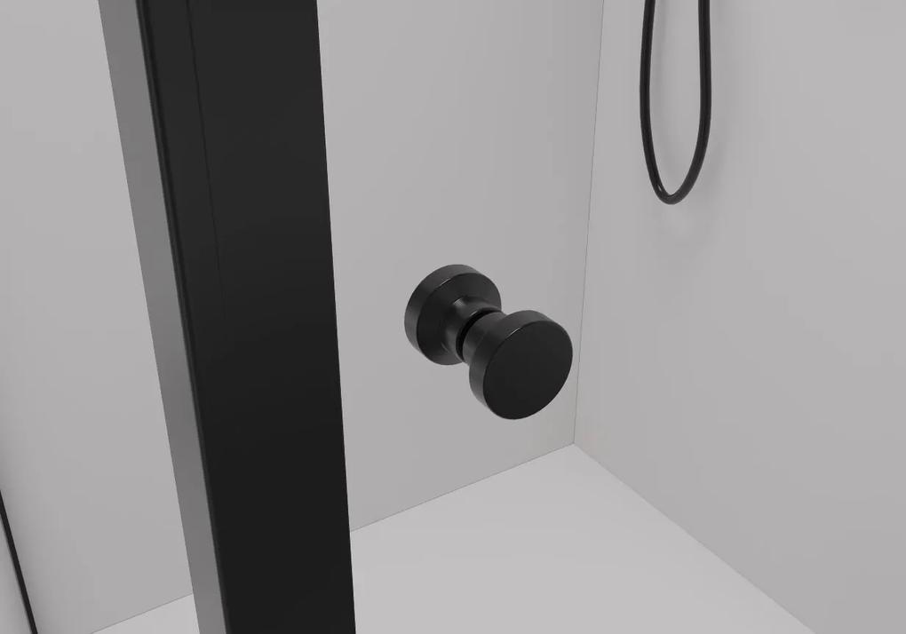 Cerano Varone, sprchovací kút s posuvnými dverami 110(dvere) x 80 (stena) x 195 cm, 6mm číre sklo, čierny profil, CER-CER-DY505B-11080