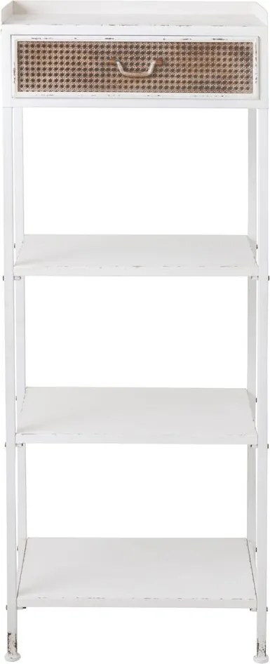 Biely antik kovový policový regál so šuplíkom Valio White - 54*38*140cm