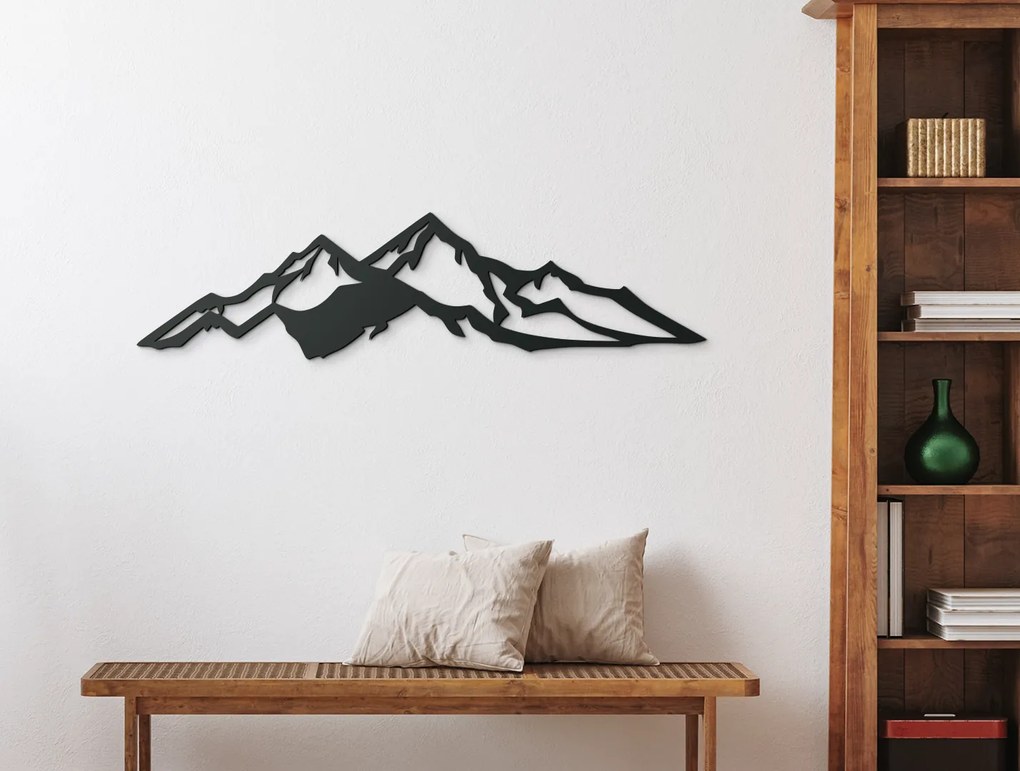 drevko Vyrezávaný obraz minimalistické Vrchy Rozmer obrazu: 16,5 x 65 cm, Farba dekorácie: Čierna