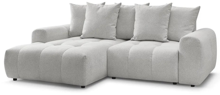 Svetlosivá ženilková rozkladacia/s úložným priestorom rohová pohovka (ľavý roh/s leňoškou) Roxelane – Bobochic Paris