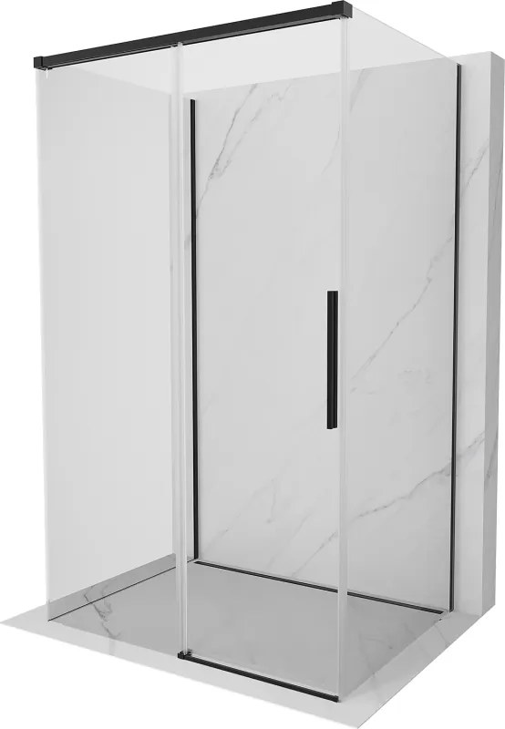 Mexen Rox-3S, 3-stenný sprchový kút 150 x 100 cm, 8mm číre sklo, čierny profil, 8C2-150-100-70-00-3S