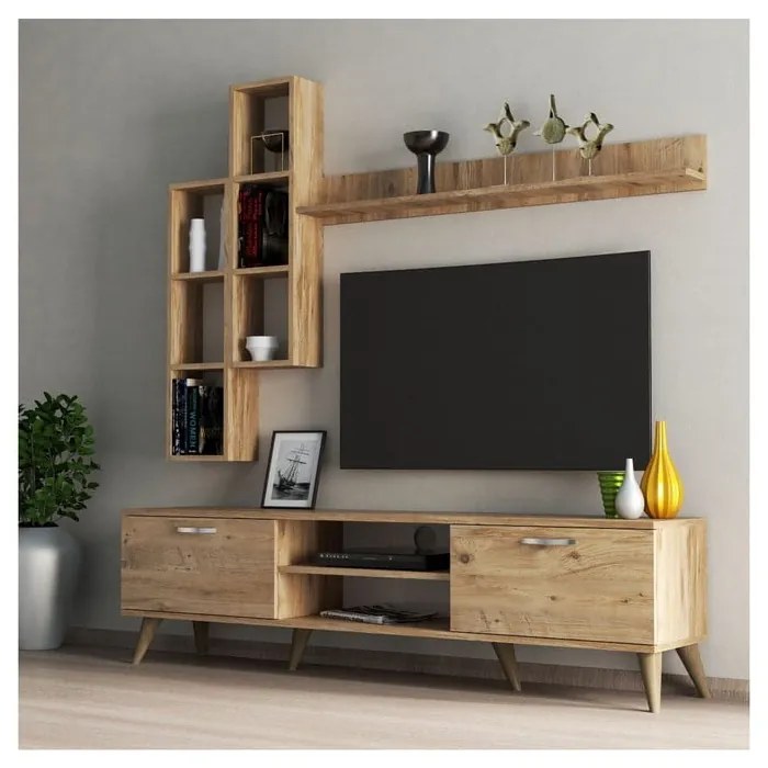 TV súprava v dekore borovice v prírodnej farbe 180x48 cm Veronica - Kalune Design