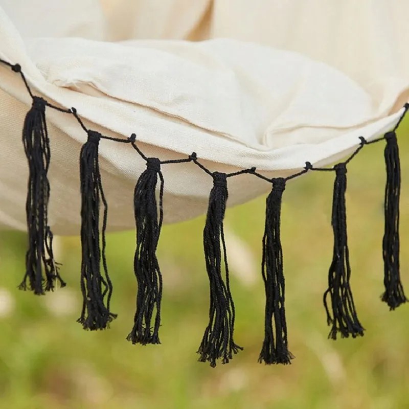 Béžové závesné kreslo HANGO s bielym stojanom