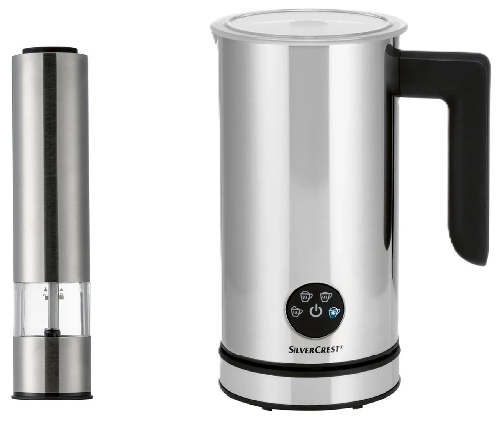 Silvercrest® Elektrický mlynček na soľ a korenie Sspm 6 B1/Ssspm 6 B1 + Napeňovač mlieka EDS SMA 500 H1 (800011596)