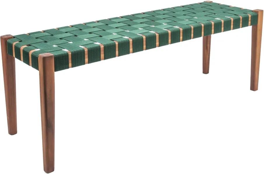 Zelená lavice z akáciového dreva s nylonovým poťahom Leitmotiv Weave