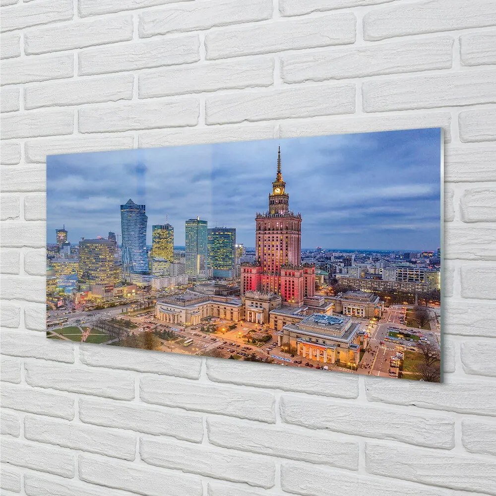 Sklenený obraz Warsaw Panorama západu slnka 120x60 cm