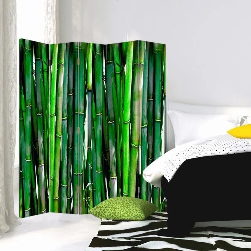 Ozdobný paraván, Bambus - 180x170 cm, päťdielny, obojstranný paraván 360°