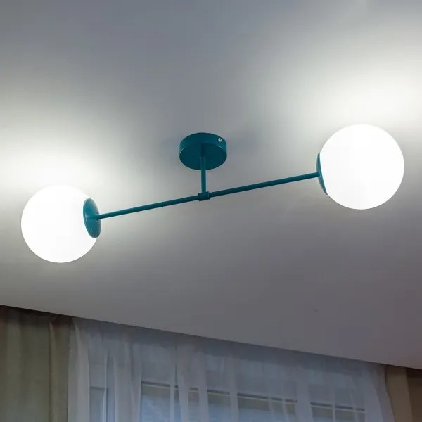 Prisadený luster MOON 2xE27/15W/230V tyrkysový