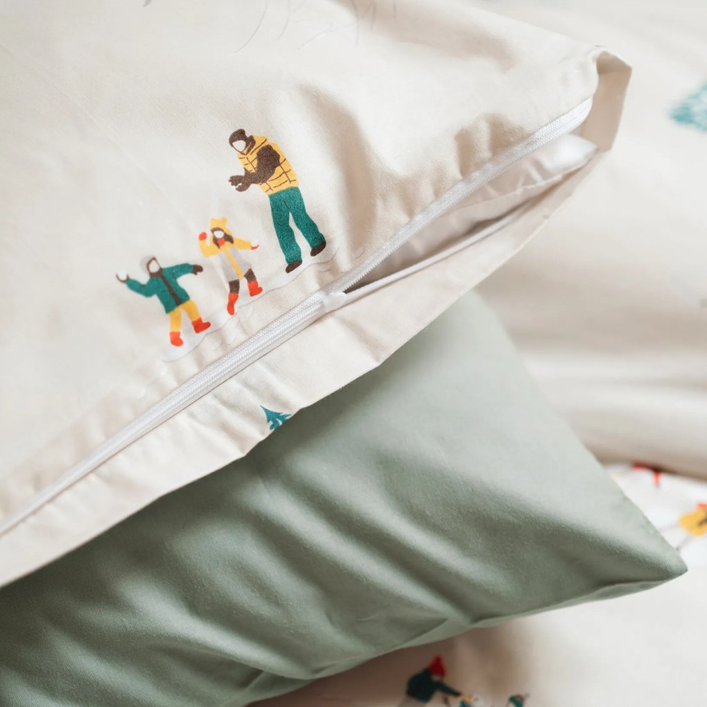 Goldea bavlnené posteľné obliečky - zimné radovánky 140 x 220 a 70 x 90 cm