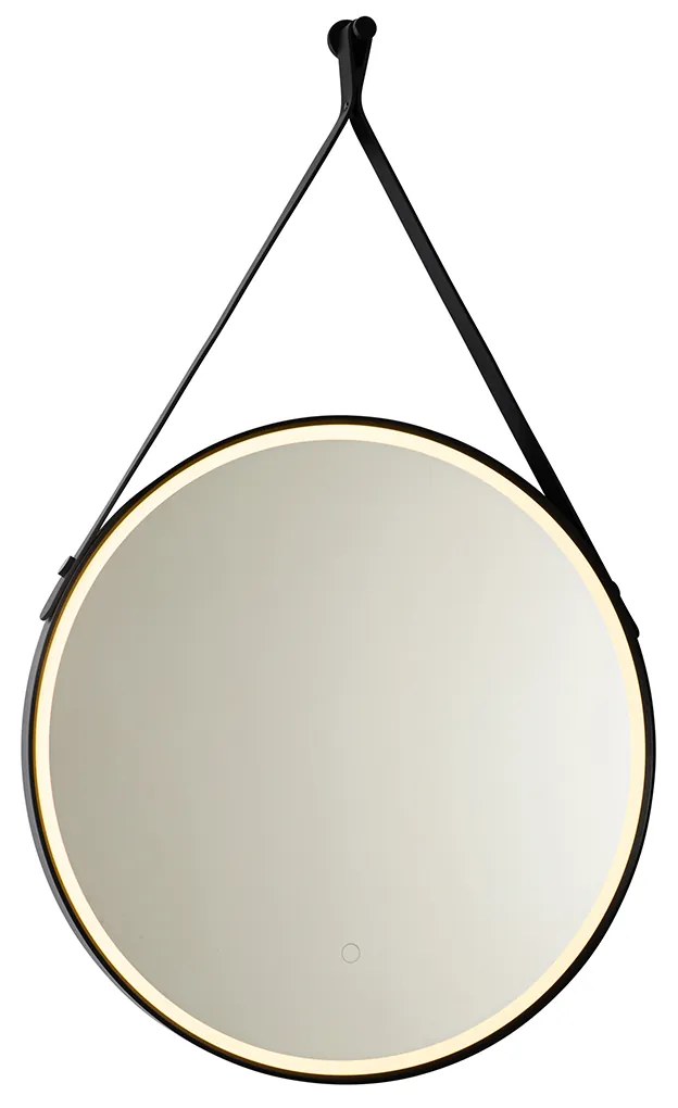 Moderné zrkadlo do kúpeľne čierne vrátane LED a dotykového stmievača - Pien