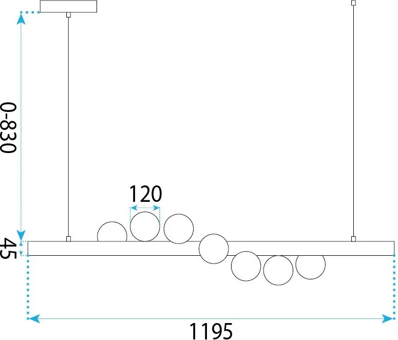 Toolight Toolight, závesné stropné svietidlo 120cm, 7xG9, APP1907-7CP, hnedá, OSW-66580