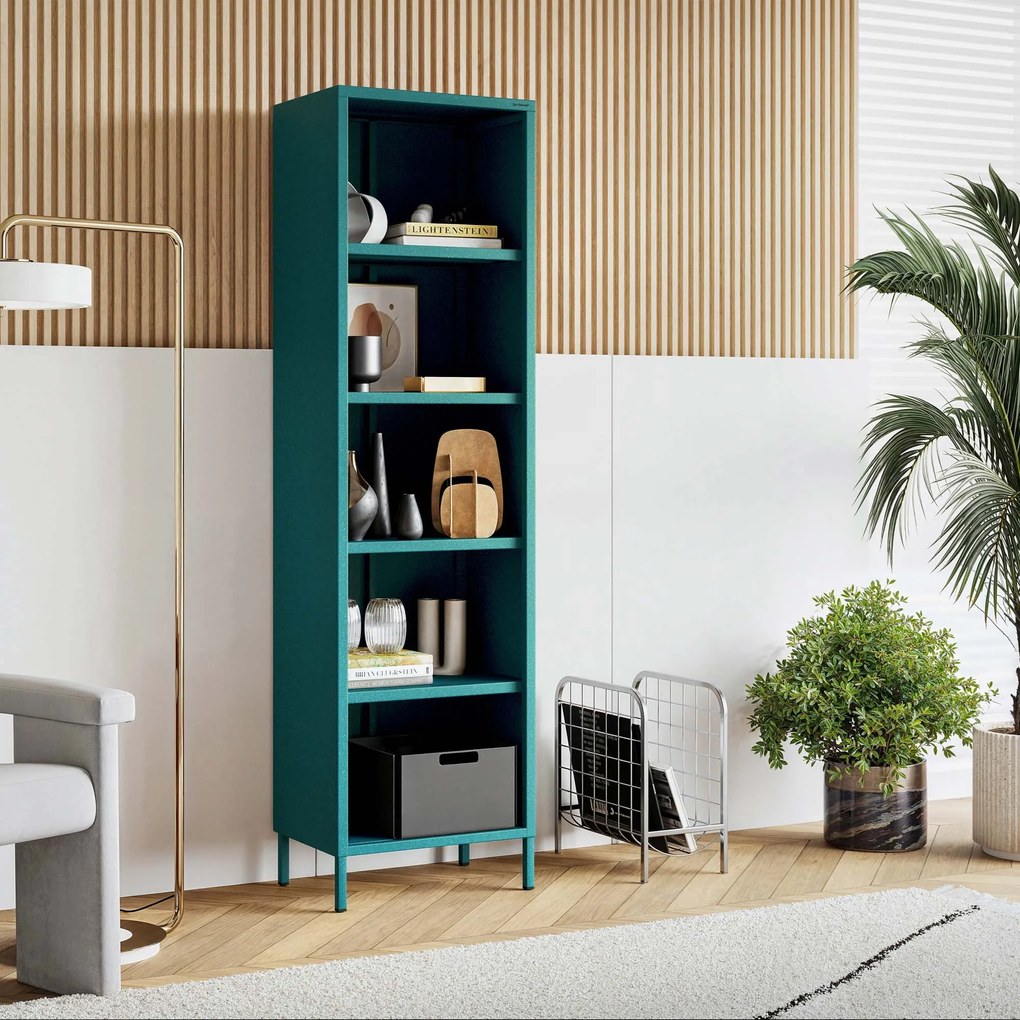 Knižnica do obývačky MARIO, 500 x 1800 x 350 mm, Modern: morská farba