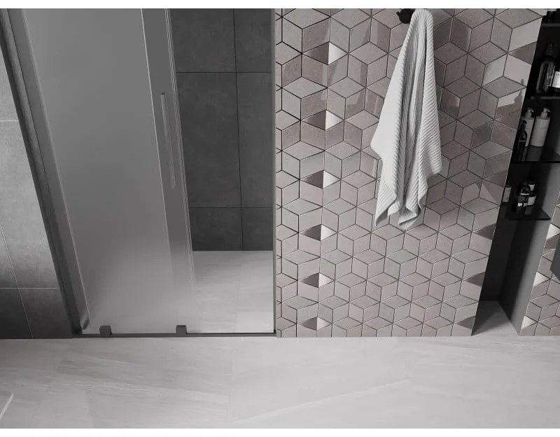Mexen Velar L, posuvné sprchové dvere do otvoru 90 cm, 8mm sklo námraza, grafit brúsený, 871-090-003-31-66