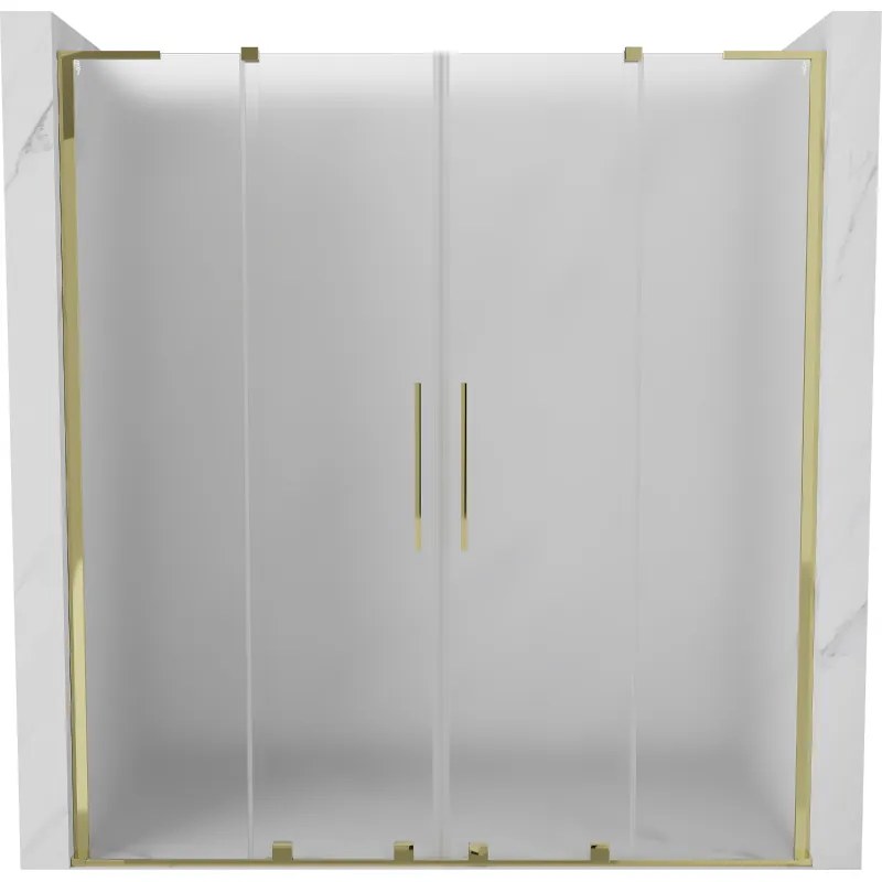 Mexen Velar L Duo, posuvné sprchové dvere do otvoru 180 cm, 8mm sklo námraza, zlatá lesklá, 871-180-003-32-50
