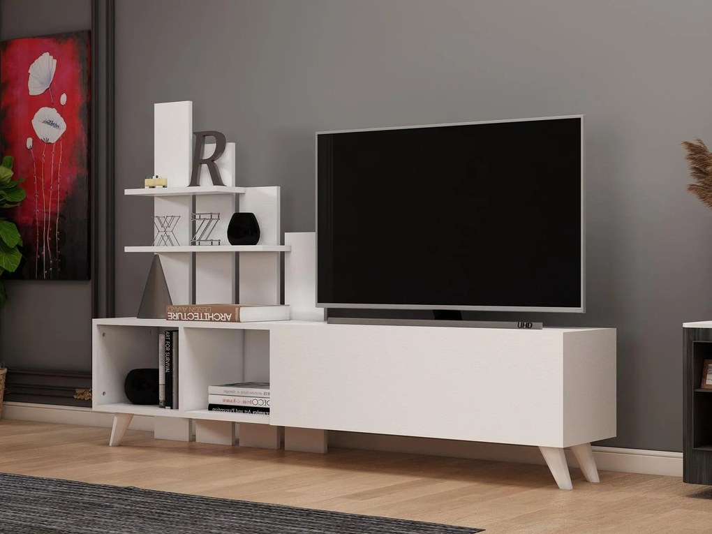 TV stolík/skrinka Kobada (biela) . Vlastná spoľahlivá doprava až k Vám domov. 1095485