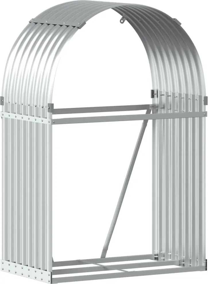 vidaXL Držiak na polená strieborný 80x45x120 cm pozinkovaná oceľ