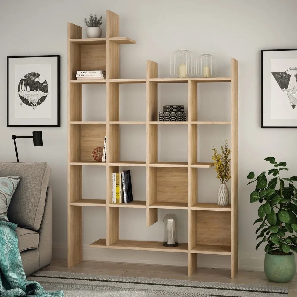 Knižnica v dekore duba v prírodnej farbe 122x188 cm Manco – Kalune Design