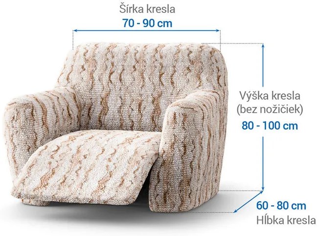 Bielastické poťahy OCEANO NOVÉ béžové relaxačné kreslo (š. 70 - 90 cm)