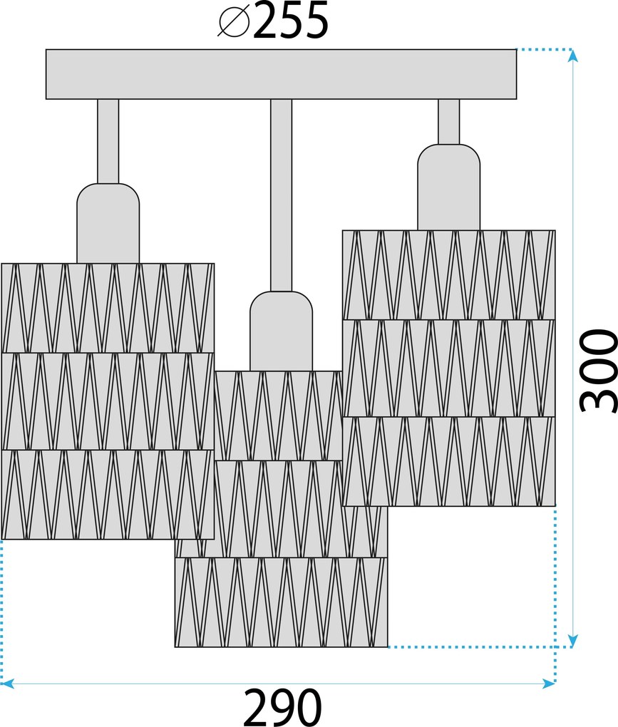 Toolight Toolight, stropné svietidlo 3xE27, APP1624-3C, hnedá-čierna, OSW-04127